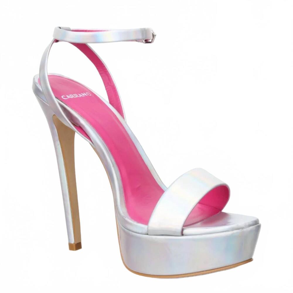 NEW CARRANO women's nancy high heel dress platform sandals in silver